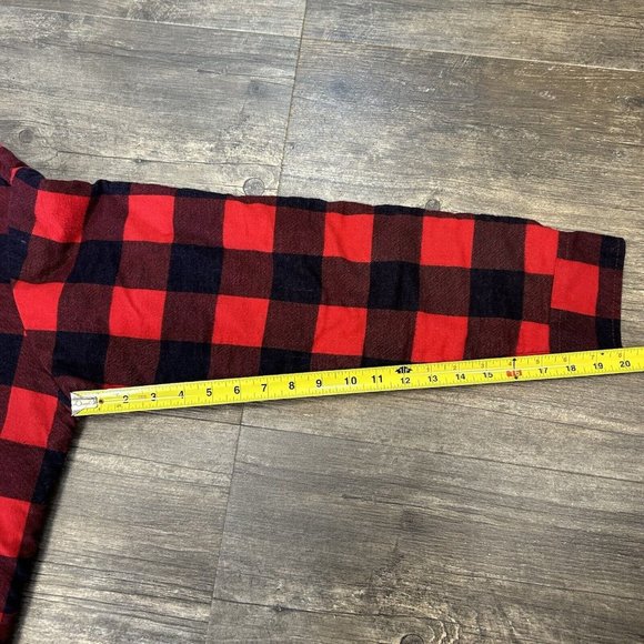 Vintage Van Heusen Winter weights Red Plaid Flannel Shirt Jacket Men XL Lined - Picture 5 of 10